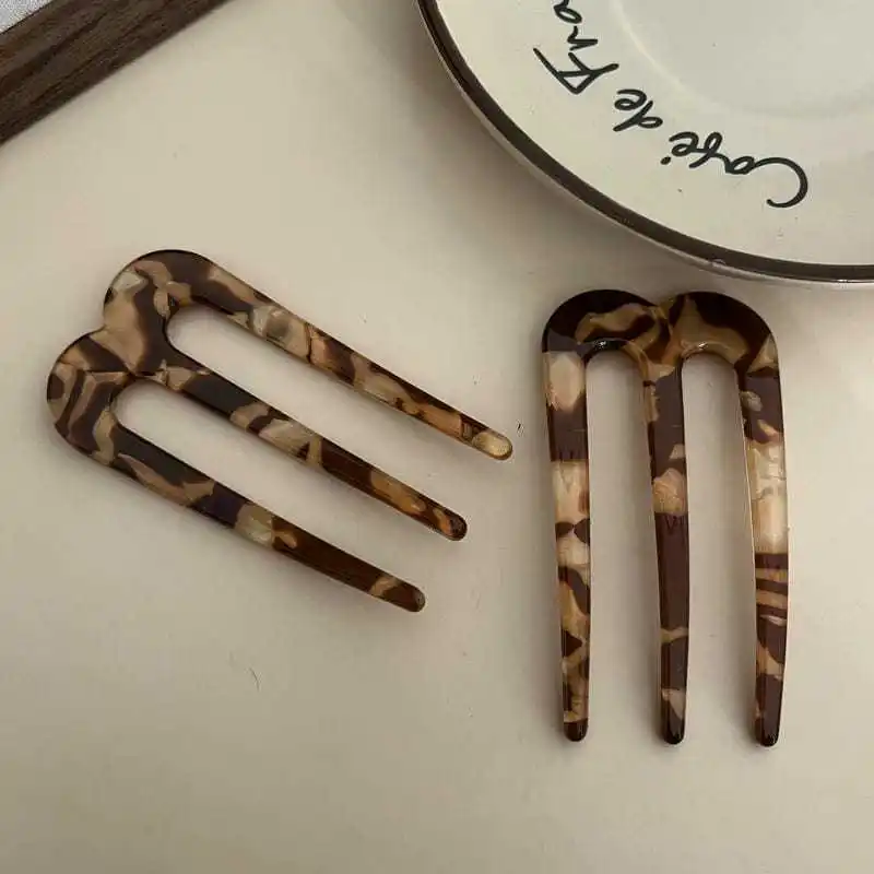 Französische Haarnadeln für Frauen, U-förmige Haargabeln, Vintage-Frisur-Accessoires, modische 3-Zinken-Haarstäbchen – Detail 5
