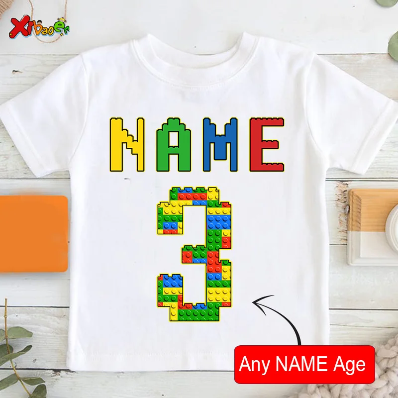 Birthday T Shirts for Kids Party Shirt Girl Custom Picture Clothes Outfits Kids Shirt Boy Shirt Clothing Children Outfit Summer