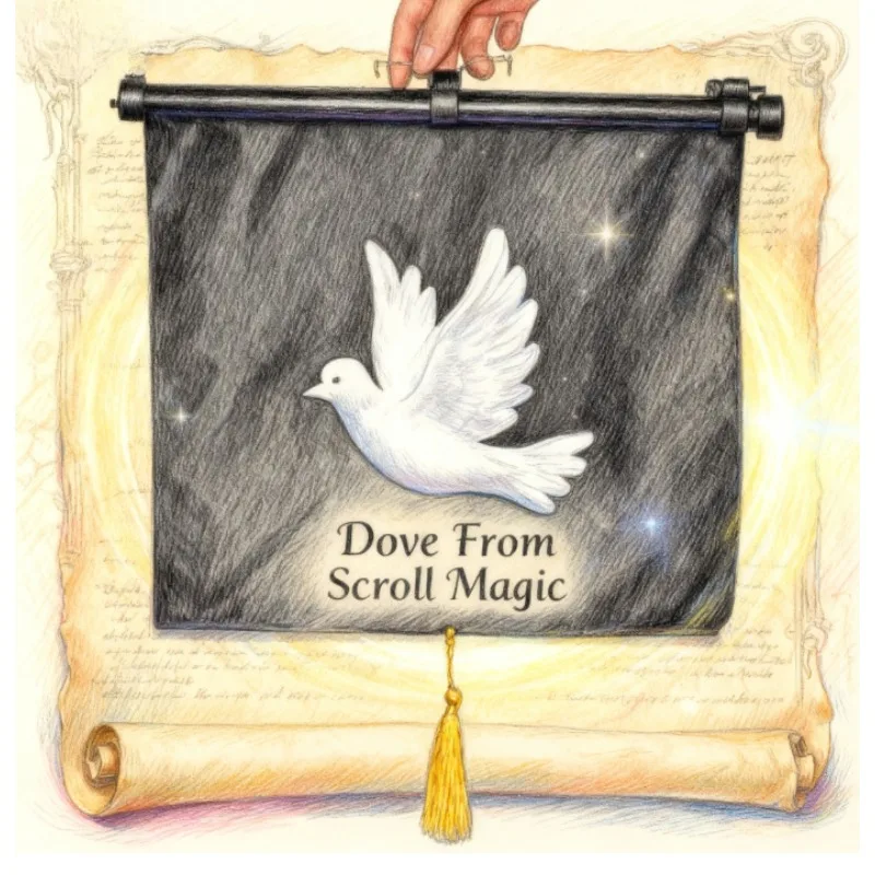 スクロールマジックトリックの鳩 – 火が現れる絵画、ステージイリュージョン、プロマジシャンのギミック小道具