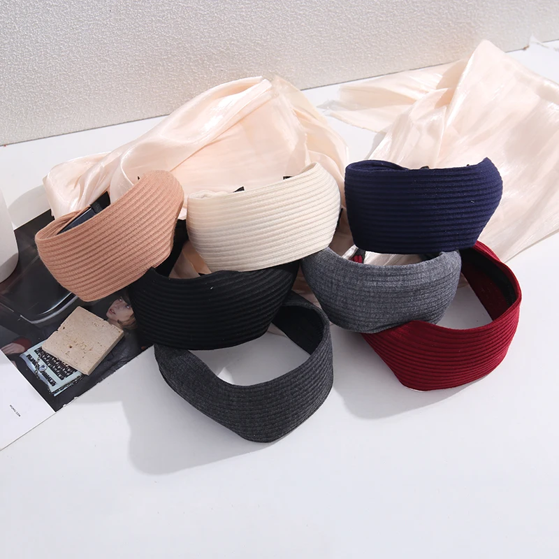 Nuevas Bandas para el Cabello de Punto Ancho y Suave de Algodón para Mujeres y Niñas, Turbante Coreano Neutro Sólido con Dientes, Accesorios para el Cabello