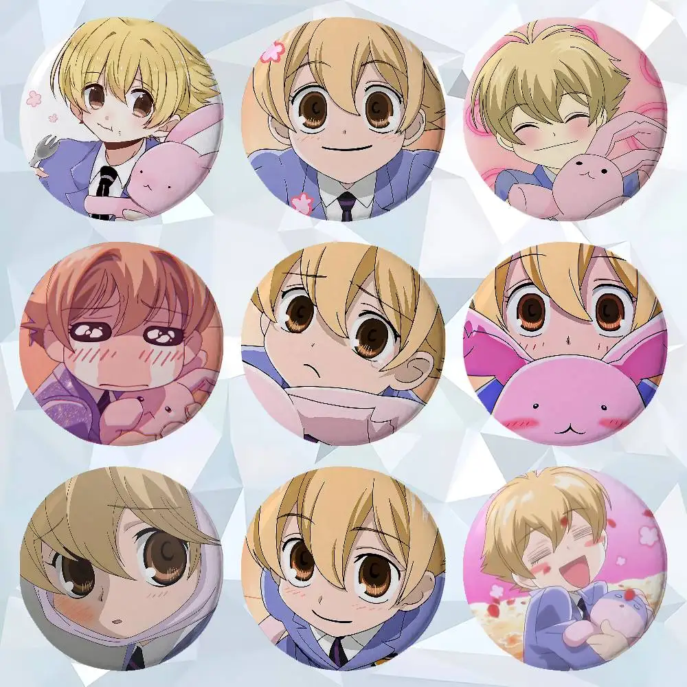 Anime Mitsukuni Haninozuka Premium Tinplate Round Lapel Pins: Cute Badge Brooches For Shoulder Bag Accessories, Souvenir Gifts