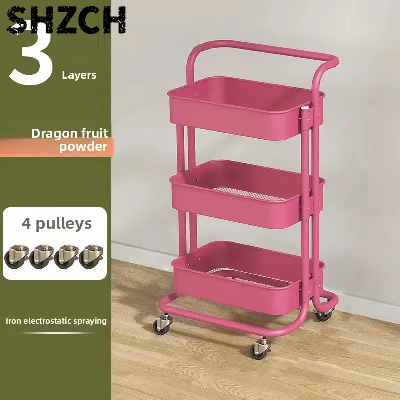 Mobile Storage Cart - Multilayer Rolling Shelf for Bedroom/Living Room (Snack Organizer, Heavy-Duty, Space-Saving, Easy Move