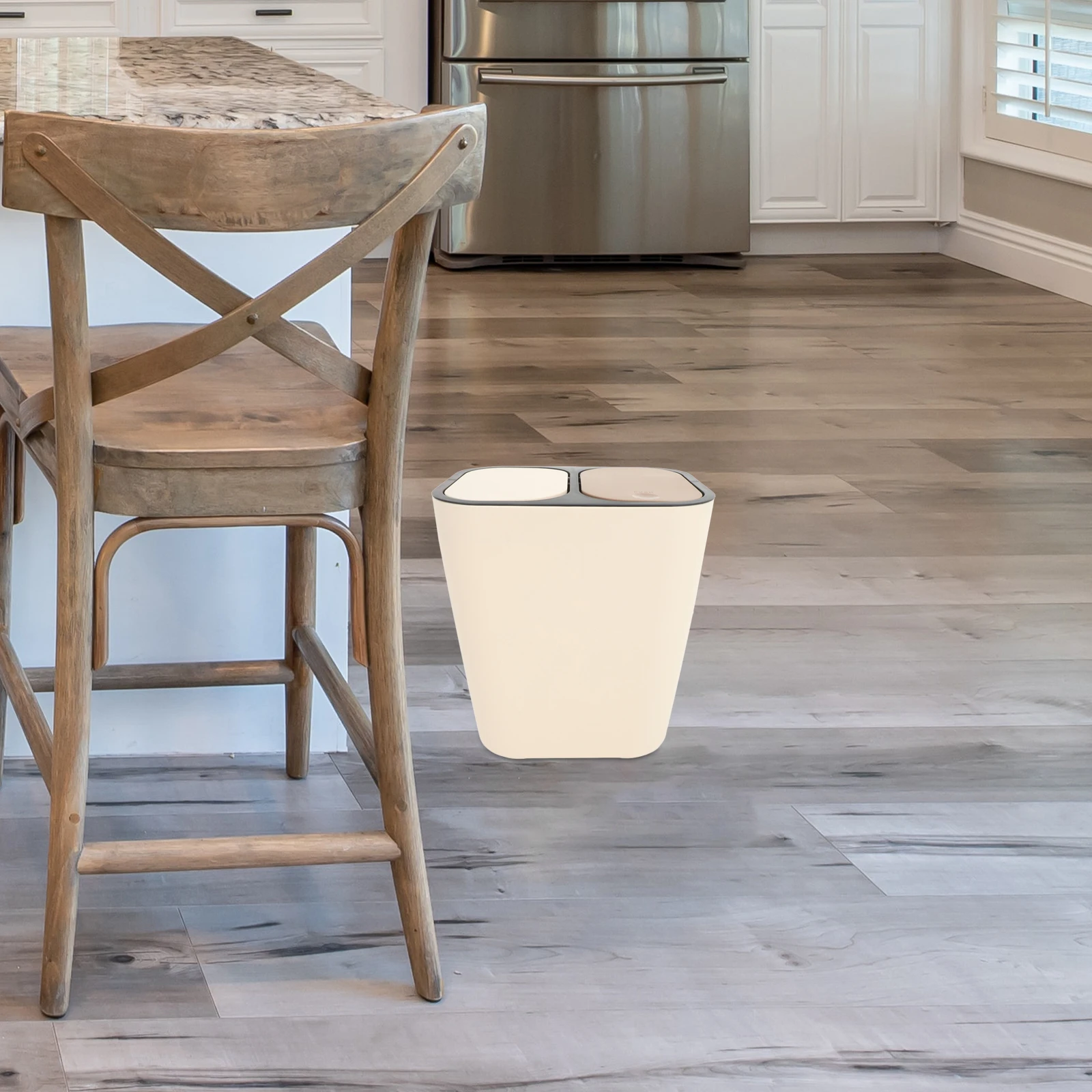 

Trash Can Bathroom Bedroom Garbage Bin Lid Popup Large Capacity Waste Basket Dry Wet Separation Covered Medium Size Kitchen