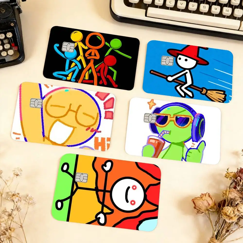 

Cartoon Stickman Matchman Waterproof Film Skin Cover Credit Card Stickers Debit Front Bank Bus Pass