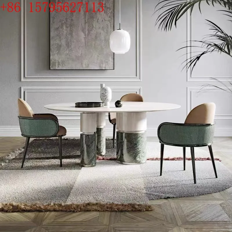 

Итальянский мраморный круглый стол для дома, небольшой квартиры, современный простой круглый стул из каменной плиты, комбинация
