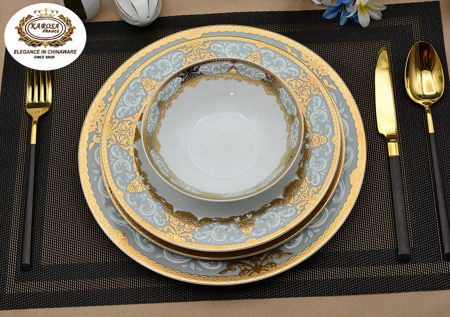 embossed gold design dinner set porcelain luxury bone china royal tableware