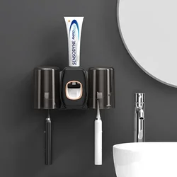 Simple Wall Mounted Lazy Person Automatic Labor-saving One Click Toothpaste Squeezing Device with Two Cups Toothpaste Squeezing