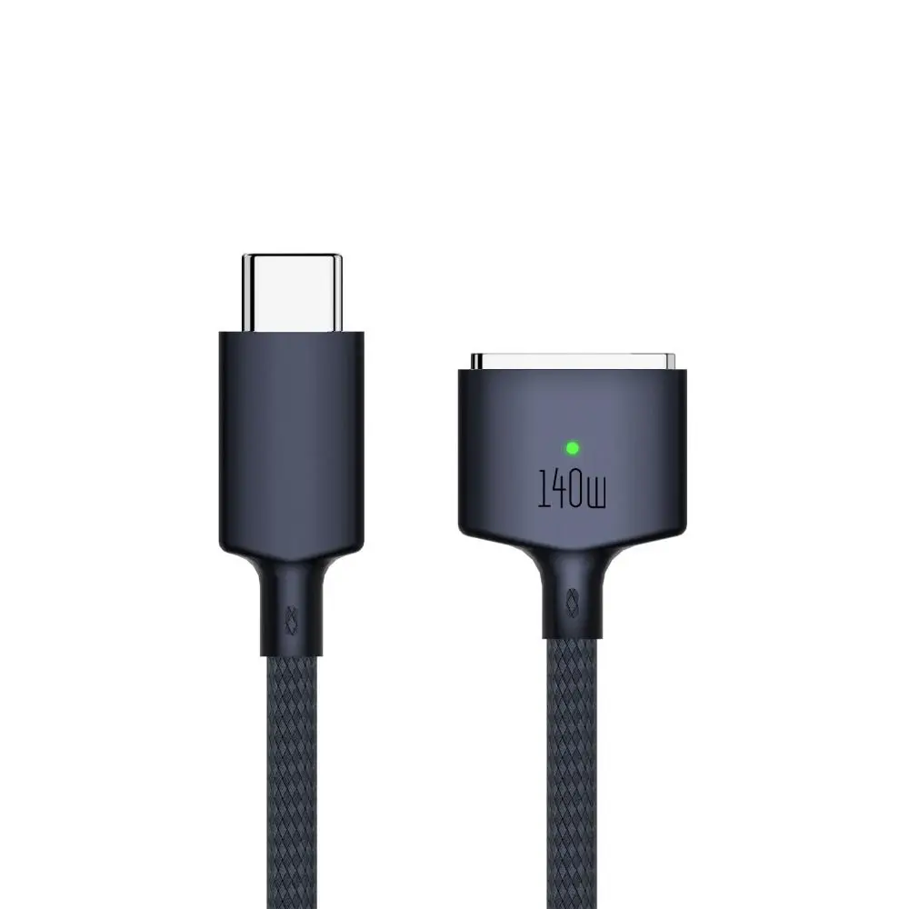 PD 140W Fast Charging Cable Zinc Alloy 2M Length Laptop Charger Cord Nylon Braid LED Light for MacBook Air/Pro 13 14 15 16