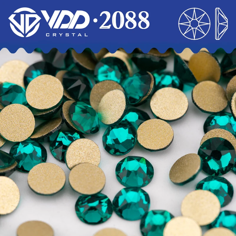 VDD-SS16-SS30 de circonita azul para decoración de uñas, diamantes de imitación de cristal 2088, 8 grandes, 8 pequeños, piedra plana Strass,