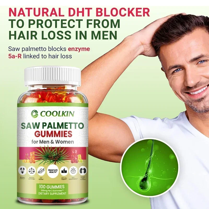 Saw Palmetto Gummies - Supports Healthy Hair and Urinary Tract Function, Relieves Prostate Problems,and Helps with Hair Thinning