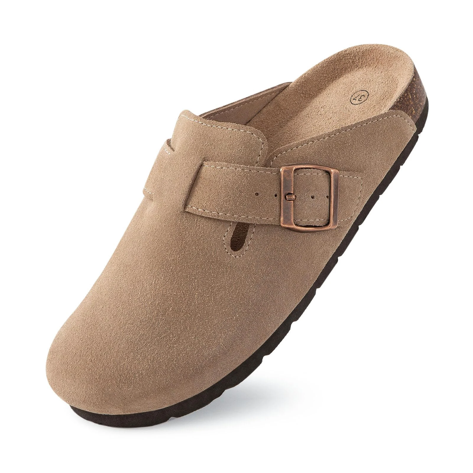 Bebealy Klassieke Suede Klompen Voor Vrouwen Kurk Voetbed Strand Slippers Mode Vrouwen Muilezels Met Steunzool Zachte Mannen Klompen Slippers