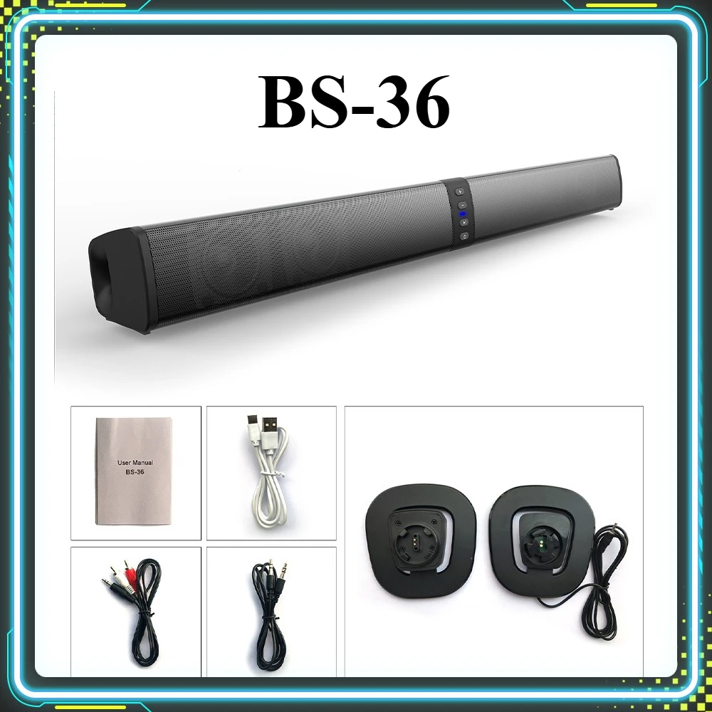 

20W BS-36 High Power Wireless Speaker 3.5mm Input USB TFcard Bluetooth Compatible Detachable Speakers Support FM Radio Home Gift
