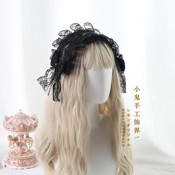 Palace Style Gothic Vintage Japanese Lolita Girl Headband Lace Bow Headwear Cosplay Hair band Hairpin accessori per capelli