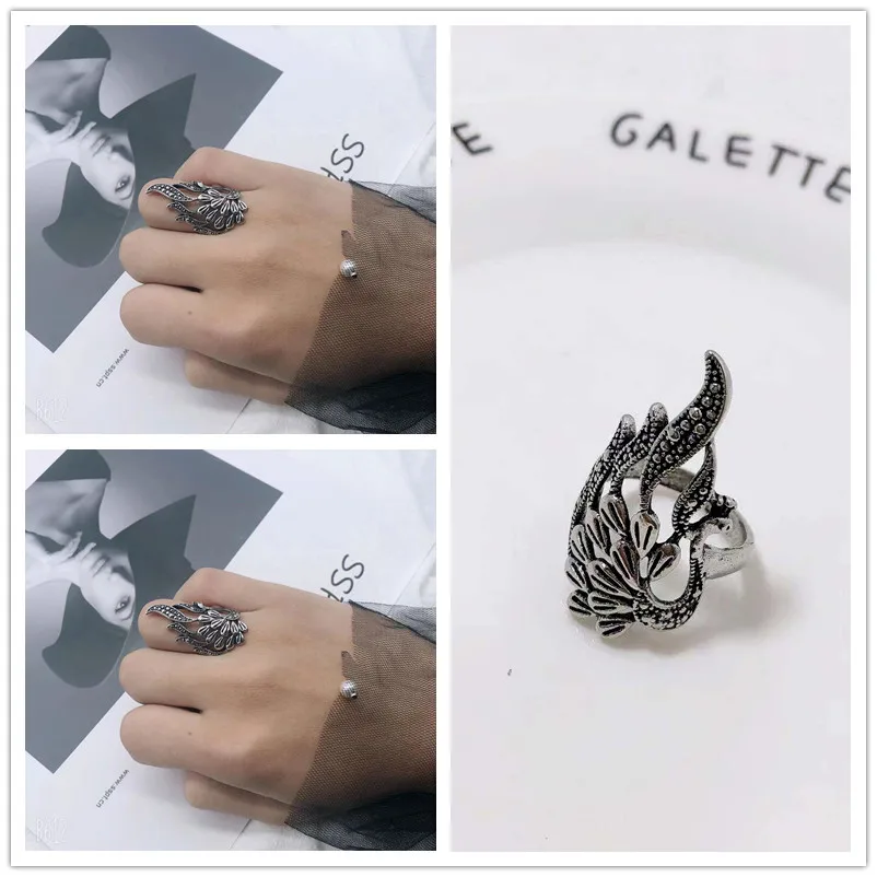 Retro Hollow Peacock Ring For Men Women Punk Gothic Rock Hiphop Open Ring Handmade Designer Jewelry Unisex Accessories For Lover