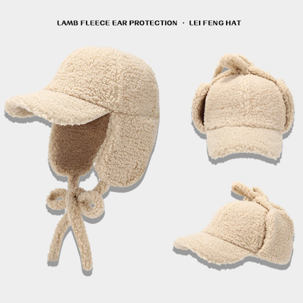 

HT4913 New Thick Warm Bomber Hat Berber Fleece Snow Ski Baseball Earflap Cap Men Women Autumn Winter Hat Male Female Russian Hat