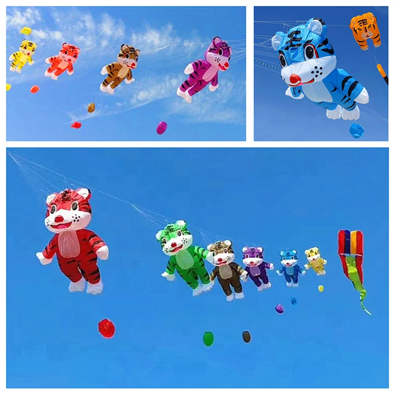 Grande inflável kite tiger kite, brinquedos ao ar livre, carretel de corda dragão gigante, pingente animal, play koi ao ar livre, frete grátis