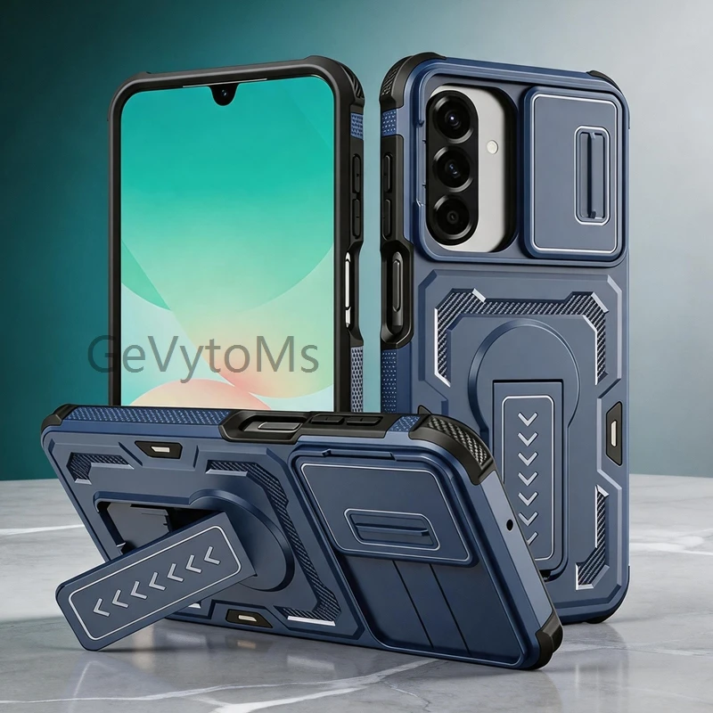 GalaxyA17 4G/5G Heavy Duty Slide Camera Cover For Samsung Galaxy A17 A 17 Military Grade Stand Armor Case For Samsung A17 Cases