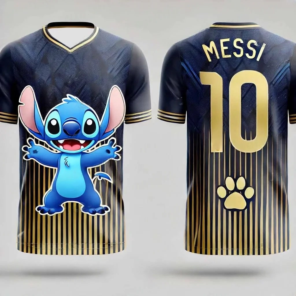 

Disney Designed Stitch Football Jersey 3d Printed NO.10 Messi Boys 2026 Training Women's Sports Short Sleeve Men's T-shirt