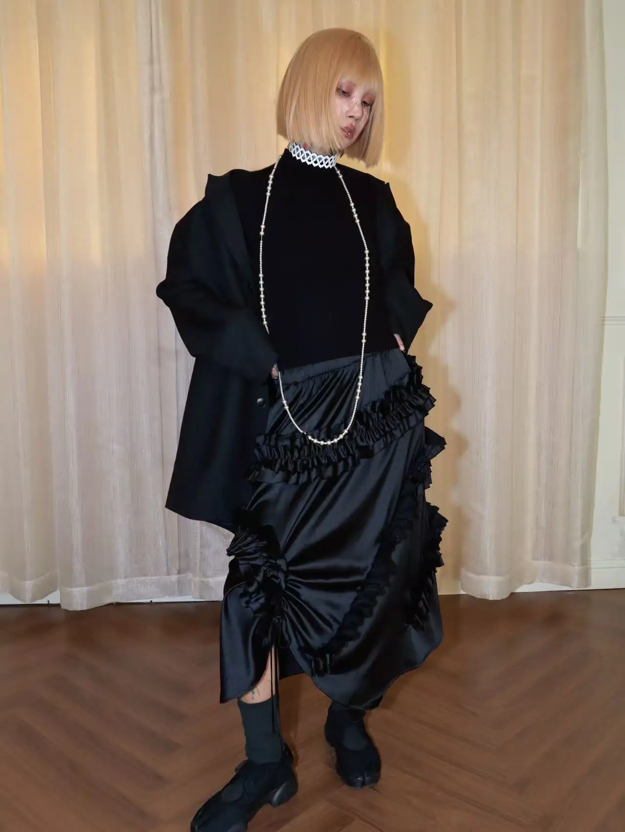 

Свободная длинная юбка из ацетата с асимметричным подолом и цветочным узором, на завязках, с высокой талией, повседневная, для женщин, осенний сезон