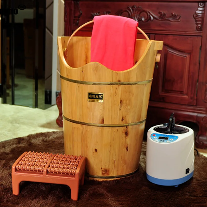 High Steam Machine Bath Barrel Fumigation Thickened Heated Tub Solid Wood Footbath Foot Pedicure Massage Bathtub Adult