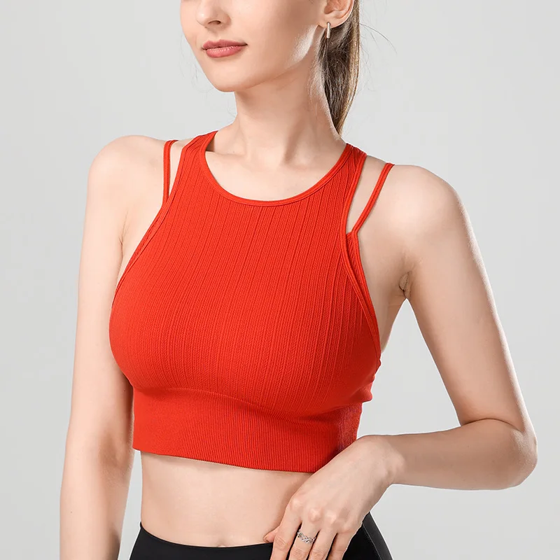 

Sports Bra New Fake Two Double Strap Vest Fitness Yoga Clothes Can Be Worn Outside To Prevent Sagging Beautiful Back Female