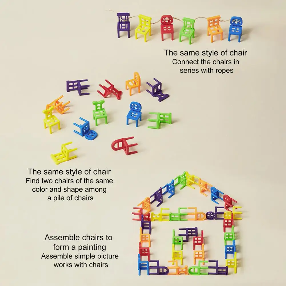 Sedie impilabili in plastica ABS sicura Set di sedie impilabili per bambini Blocchi educativi Giocattolo per incollaggio spaziale genitore-figlio
