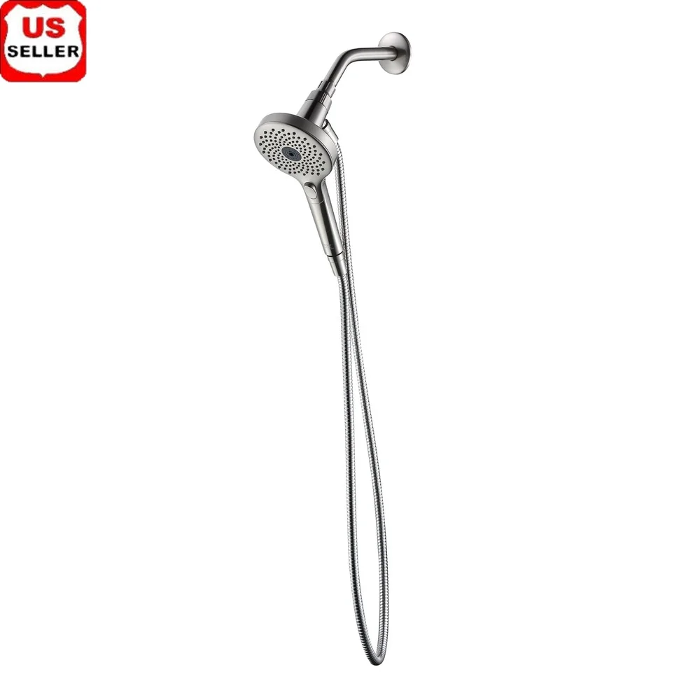 

Ручная насадка для душа с 3 настройками и магнитной док-станцией, легкое очищение под высоким давлением, 60-дюймовый шланг, кнопочное управление, персонализированное