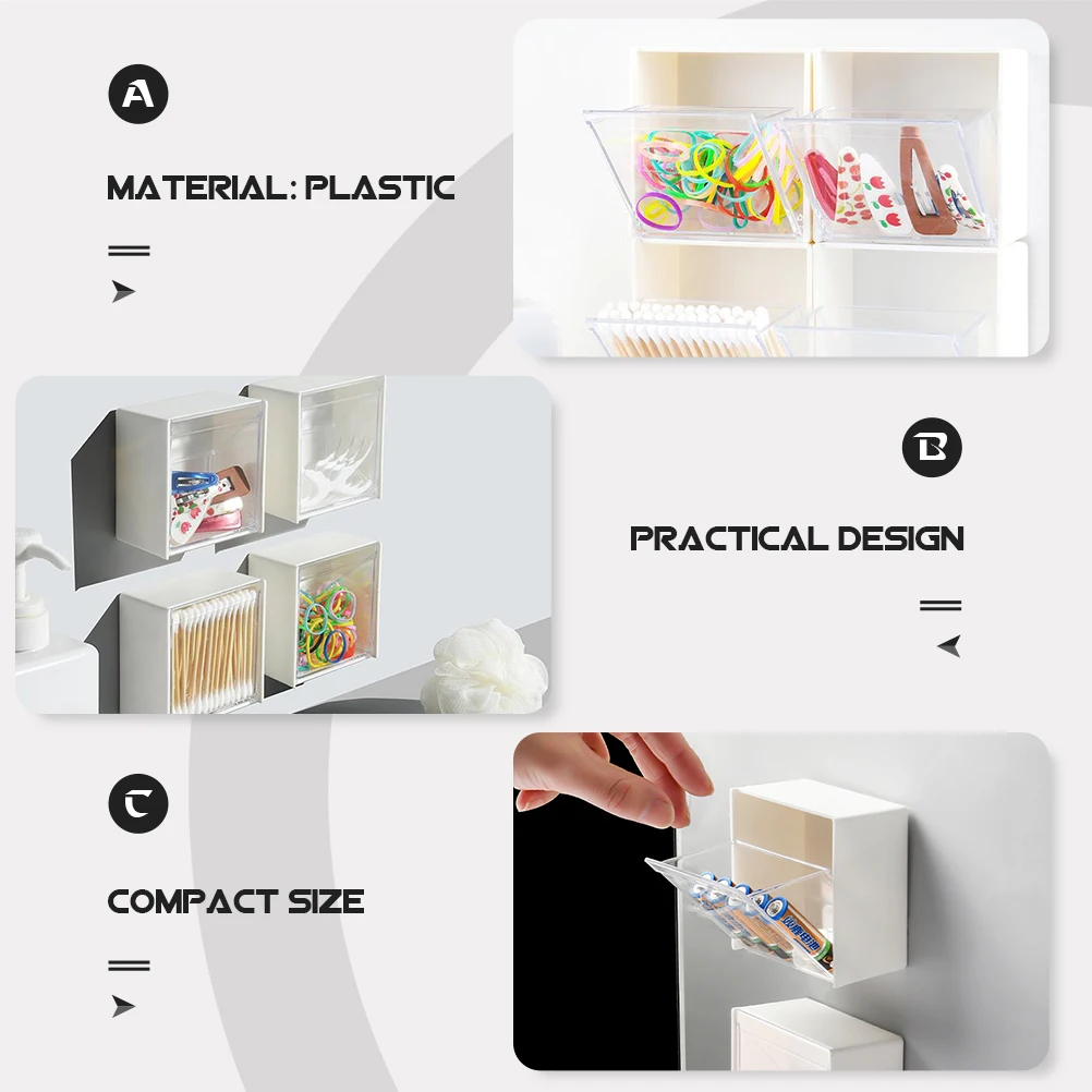 

2pcs Flip-top Storage Boxes Durable Plastic Craft Organizer for Bedroom Living Room Bathroom Kitchen Hold Cotton Pads Dental