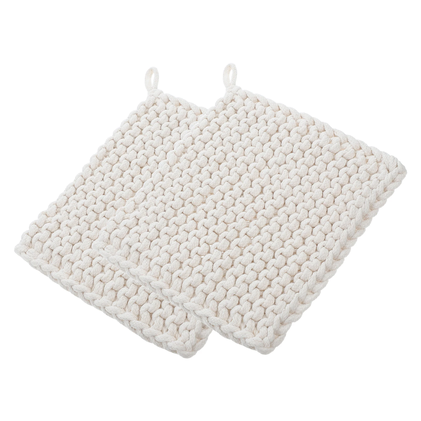 

2Pcs Woven Cotton Table Placemat Heat Resistant Desk Mat For Hot Dishes And Pots Handcrafted Kitchen Decoration Accessory