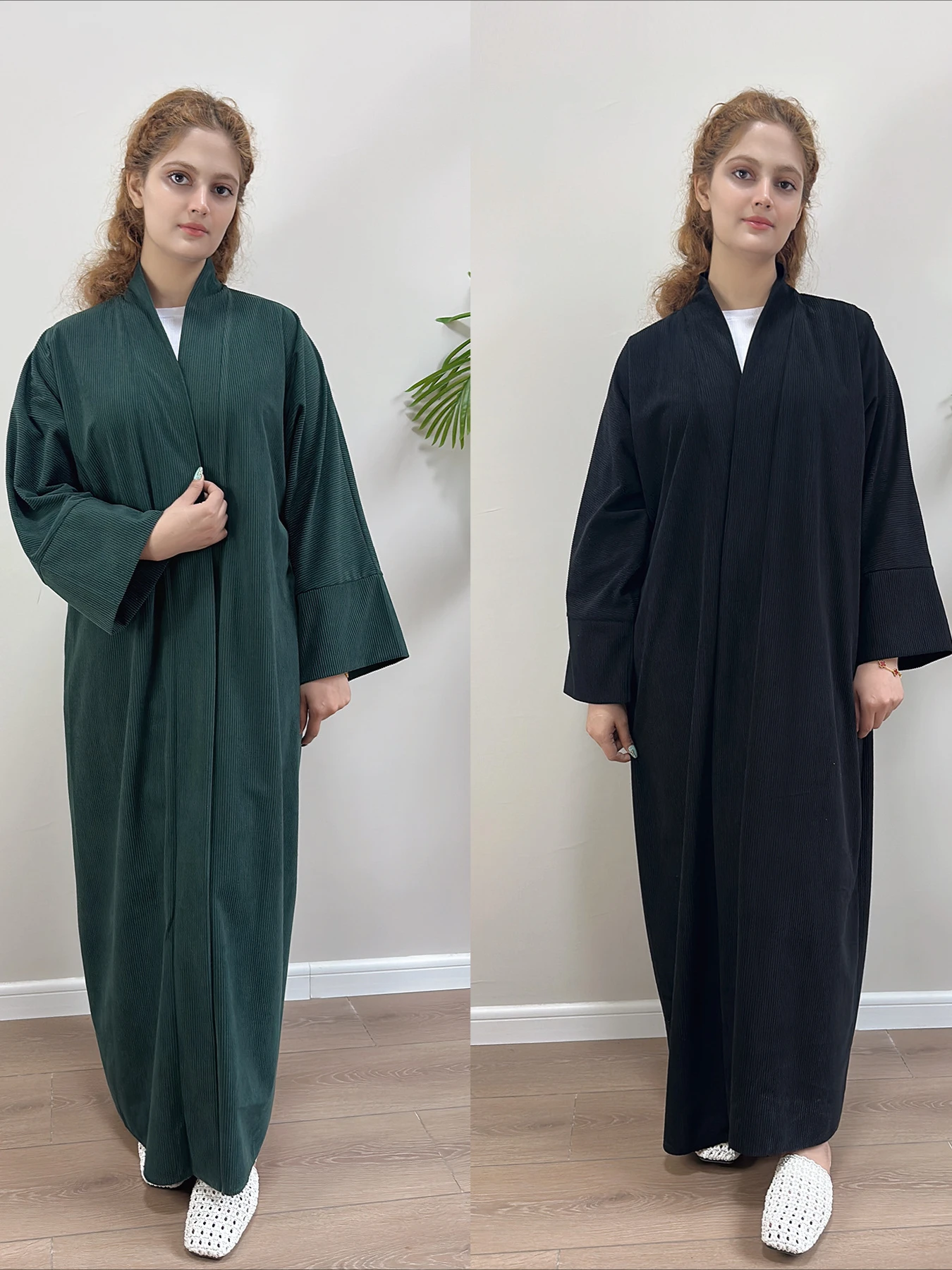 Eid Abaya musulmano per le donne Inverno Cardigan di velluto a coste spesso Abito lungo Abaya Islam Telai Marocco Dubai Arabo Abiti modesti 2025