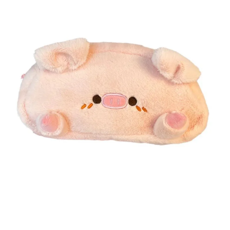 Imagem -05 - Fluffy Pink Piggy Pencil Case para Crianças Cartoon Animal Pig Pencil Pouch Grande Capacidade Papelaria Organizador Menino e Menina Peça