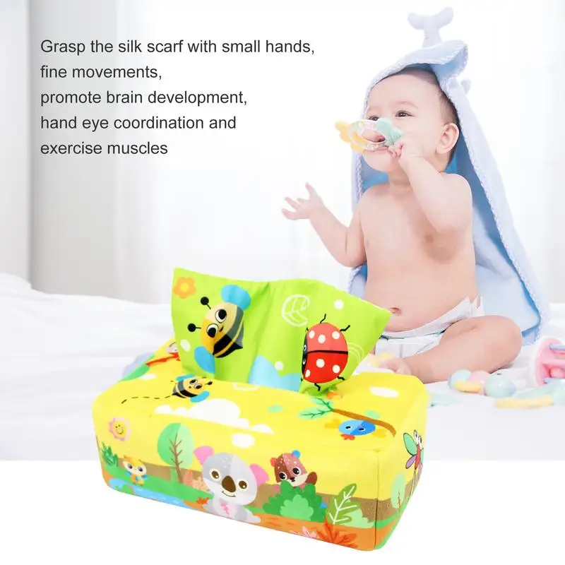 Gioca sciarpe giocattoli sensoriali per bambini scatola di fazzoletti morbidi giocattolo gioca sciarpe STEM giocattoli Montessori peluche magico scatola di fazzoletti per bambini giocattolo per