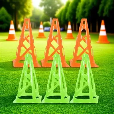 6 uds conos de entrenamiento taladros de agilidad de fútbol Material PP duradero Color brillante alto reconocimiento uso en interiores y exteriores