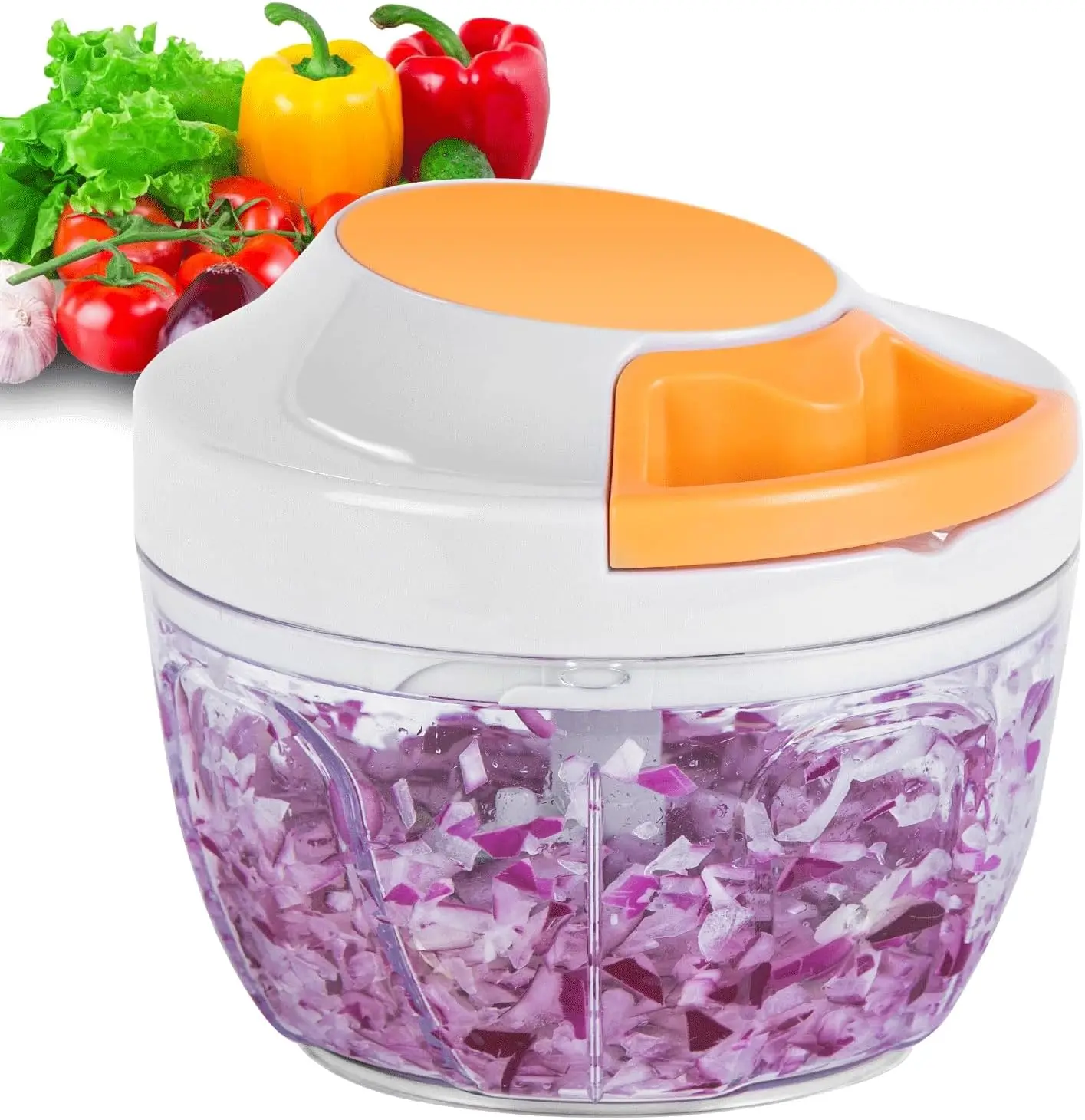 

Manual Food Processor & Vegetable Chopper, Portable Hand Pull String Garlic Mincer Onion Cutter for Veggies, Fruits, Nuts, Herbs