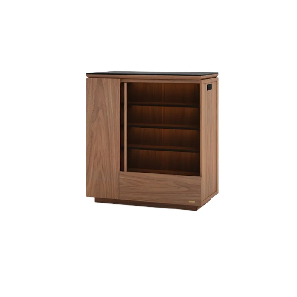 

Solid wood retractable island sofa side cabinet black walnut dining side cabinet