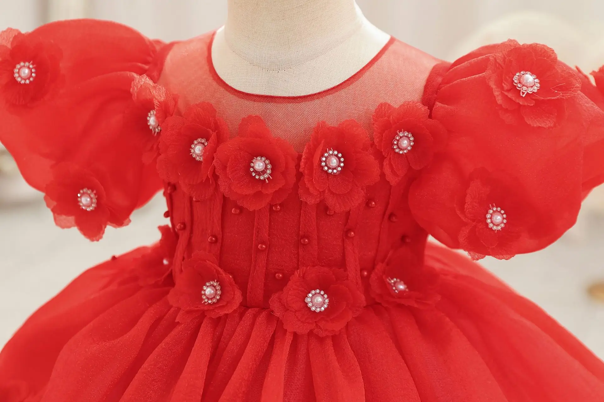 Baby Princess Dress for Girls Tutu Kid Girl Party Dresses with Flowers 6M-4Years