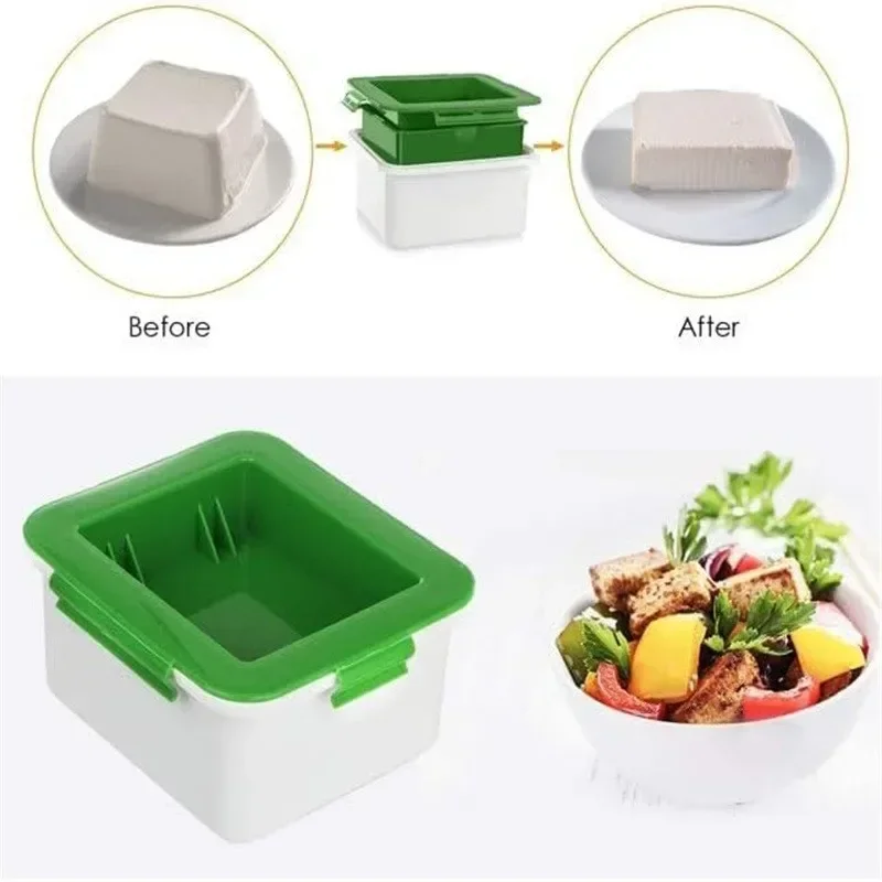 Prensador de prensa de Tofu, molde seguro, escurridor de eliminación de agua incorporado, dispositivo, prensador de cuajada de soja, molde para hacer prensa de Tofu de 3 capas