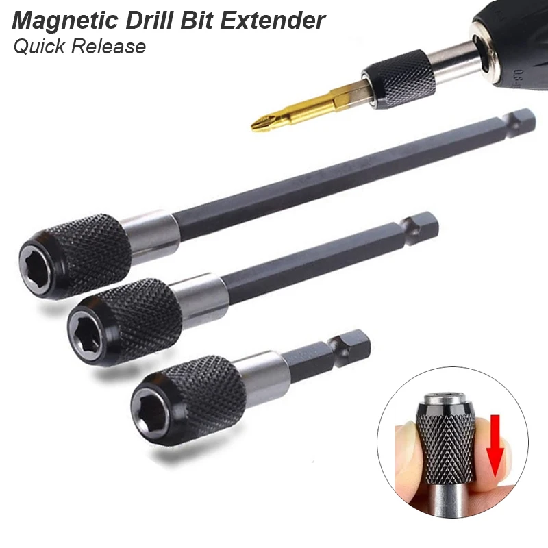 Hex Drill Bit Holder Magnetic Quick Change Release Adapter Transfer Lever Screwdriver Chuck Universal 1/4 Extension Bar Tool