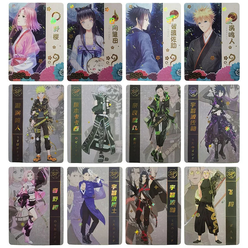 

Anime NARUTO Rare SSP SP Refraction Foil Haruno Sakura Uchiha Sasuke Kakashi Toys for boys Collectible Cards Birthday Present