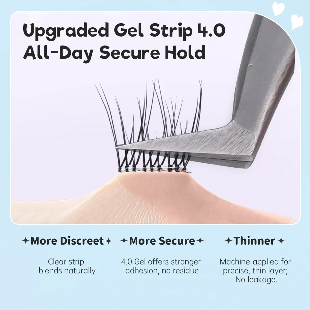 Yelix Glue-free False Eyelashes Self Adhesive DIY Lash Extension DIY Lash Extension Pre Glued Cluster Lashes Makeup Tools