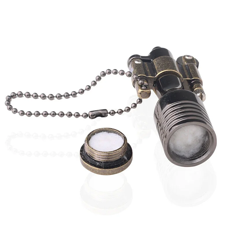 Retro Torch Lighter Grinding Wheel Oil Lighter Key Chain Metal Cigarette Lighter Portable To Carry Outdoor Multifunctional