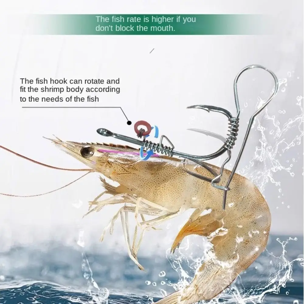 

10pcs Pickerel Live Shrimp Bait Hooks Spring Wide Gap Wacky Weedless Worm High-carbon Steel Fishhook Soft Worm