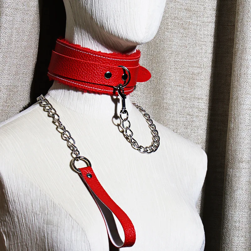 

SM leather collar metal traction rope chain husband and wife fun alternative sex toys adult products manufacturer supply