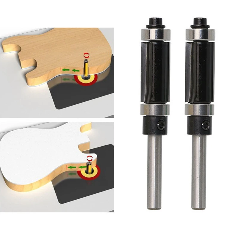 Woodworking Power Tools Shank Top Bottom Bearing Flush Trim Router Bit Double Bearing Flush Trim Router Bit Woodworking Tools