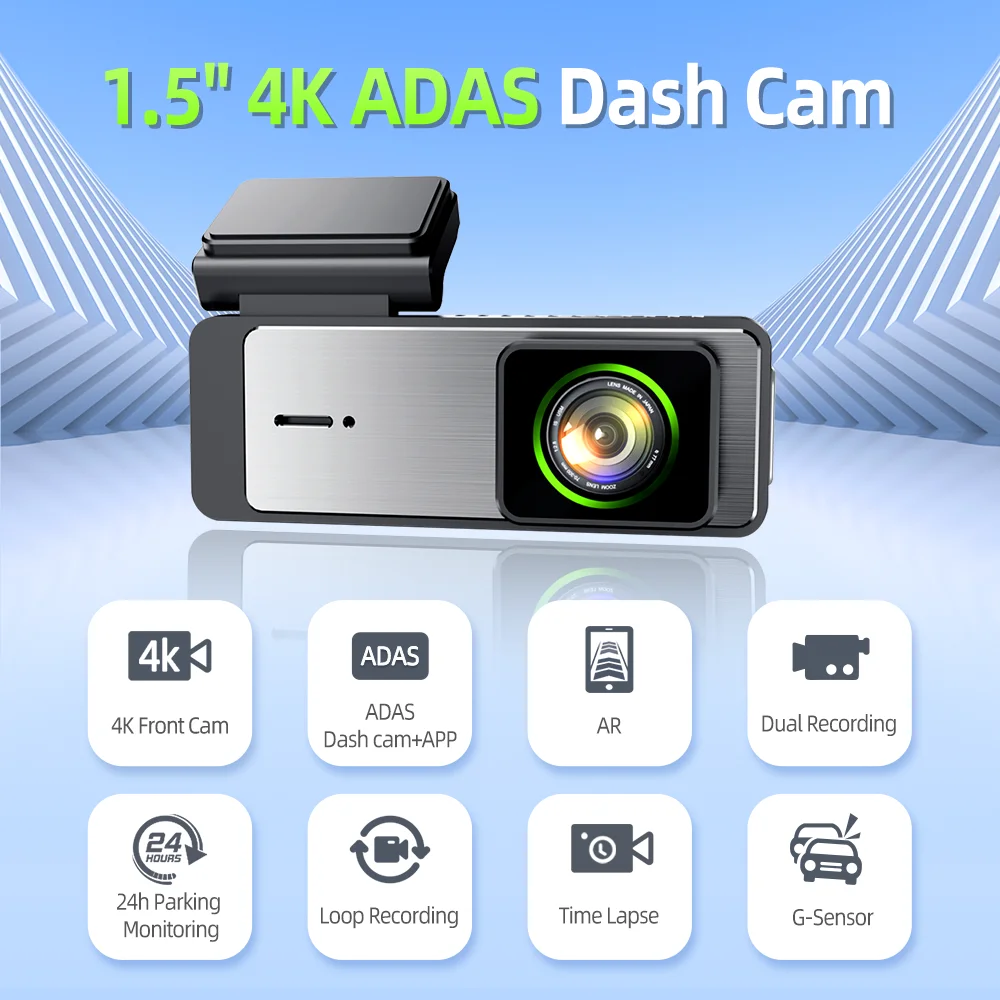 Imagebon 1.5” 4K Q7 Dash Cam GPS Navigation WiFi AR Real-Time Navigation Car DVR Support Rear Cam Voice Control Loop Recording