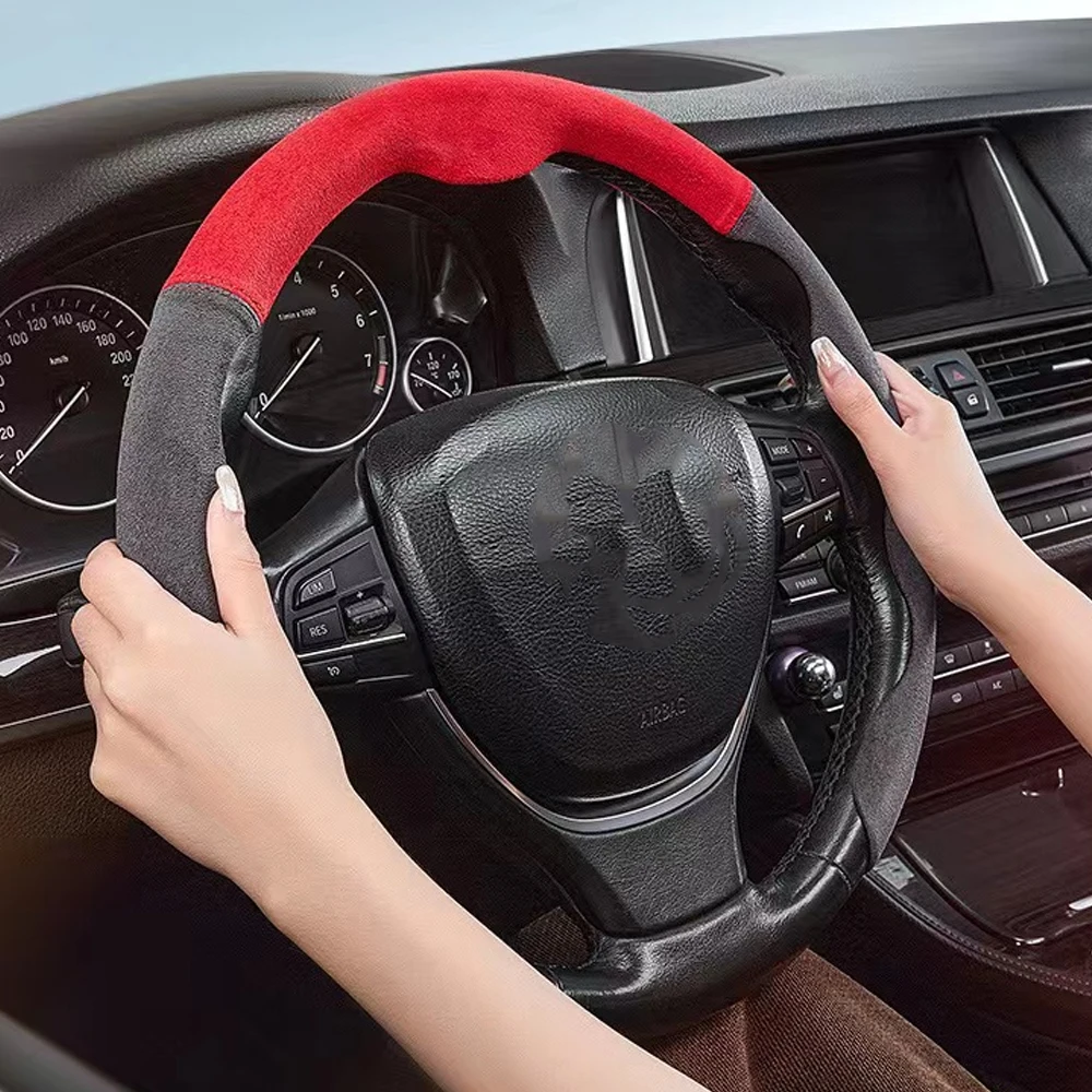 Car Steering Wheel Cover 38cm 15inch Ultra-thin Fur Non-slip Breathable Anti-skid Accessories Steering Wheel Decorative supplies