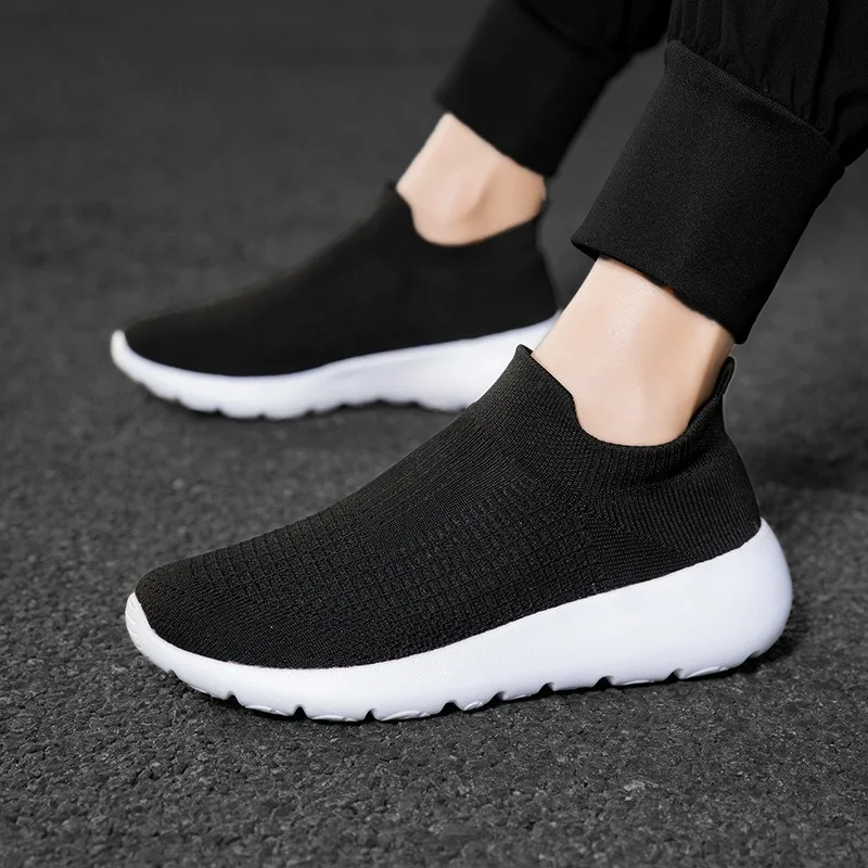 Sizes 36-45 Unisex Platform Sneakers Women Men Knitted Fabric Casual Sock Shoes Soft Walking Jogging Shoes Non-slip Sports Shoes