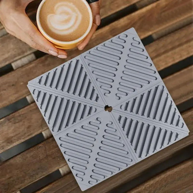 Geometric Drink Coasters Waterproof Silicone Decorative Coaster For Dining Table Restaurant Foldable Heat-resistant Anti-Slip