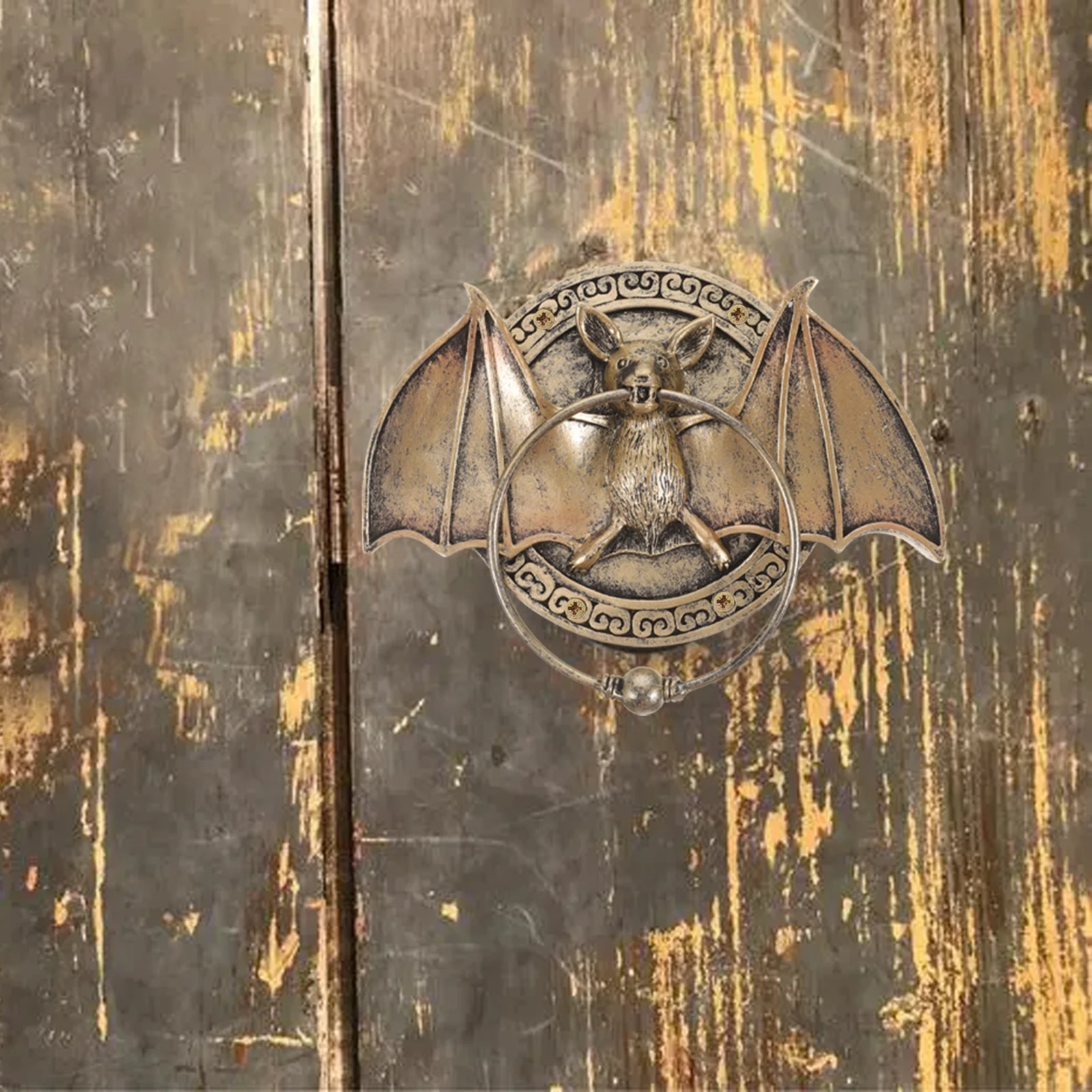 

Bat Shape Knocker Resin Finish Front Door Handle Security Knocker For Home Villa Exterior Decor Door Hardware