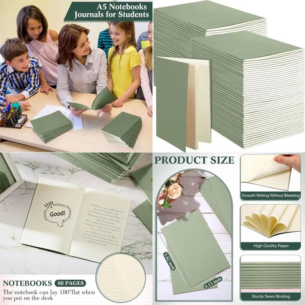 

Тетради формата А6 в линейку, 48 страниц, светло-зеленые, упаковка 150 штук для оптовой продажи или использования студентами